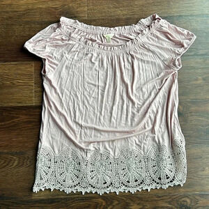 Adiva Blush Pink Shirt with Lace Detail | Blush Pink | Lace | Pink | Crochet